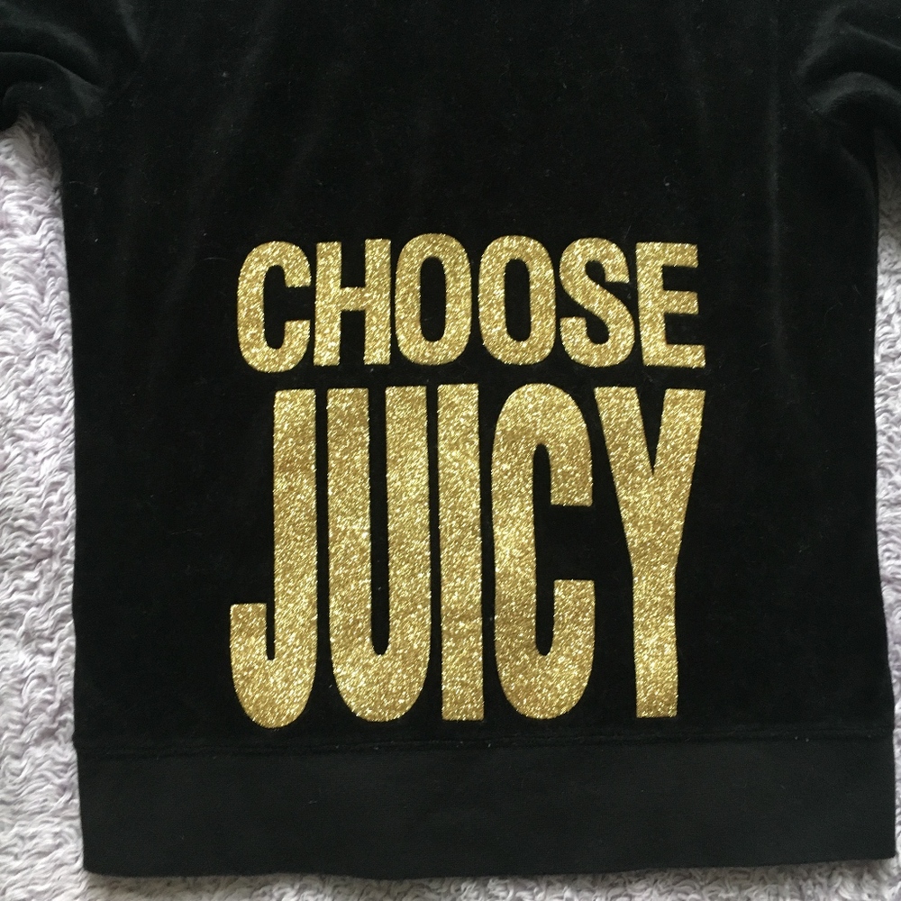 EUC Juicy Couture Velvet Zip-Up w/ Gold Lettering